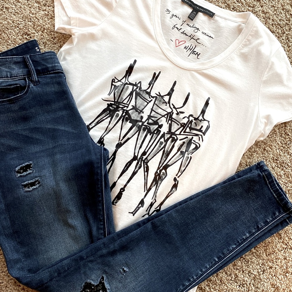 White House Black Market Distressed Sequin Skinny Ankle